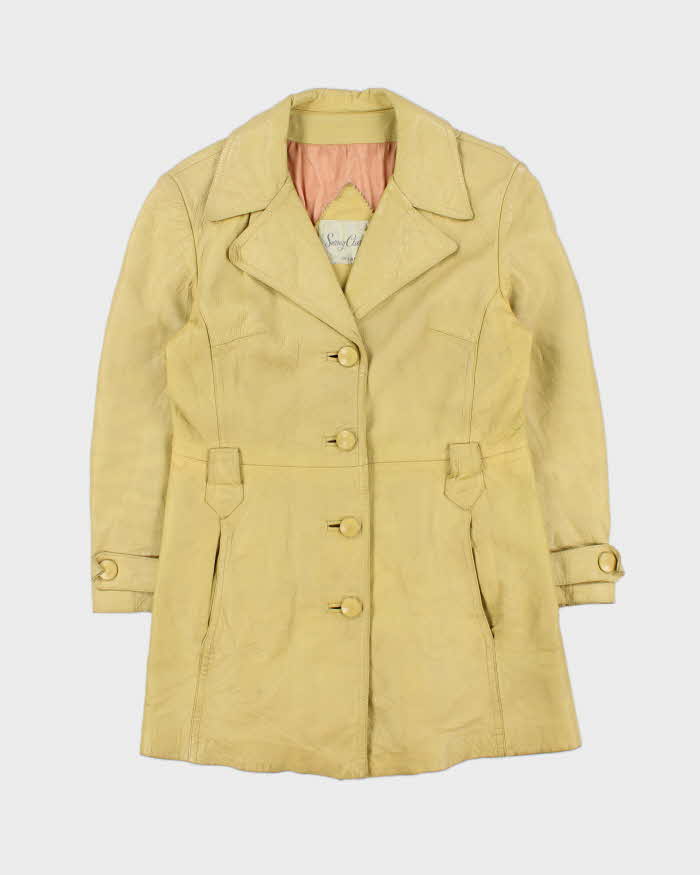 Vintage 1980s Surrey Classics Women's Tan Leather Mid-Thigh Jacket - XS
