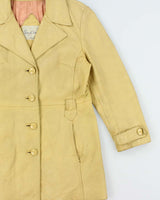 Vintage 1980s Surrey Classics Women's Tan Leather Mid-Thigh Jacket - XS