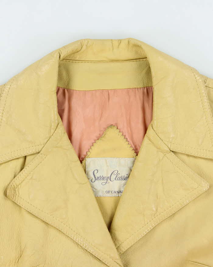 Vintage 1980s Surrey Classics Women's Tan Leather Mid-Thigh Jacket - XS