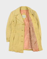 Vintage 1980s Surrey Classics Women's Tan Leather Mid-Thigh Jacket - XS