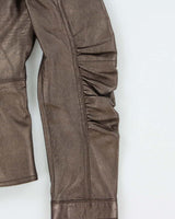 Vintage Y2K 00s Emporio Armani Women's Bronze Calfskin Leather Cafe Racer Moto Jacket - S