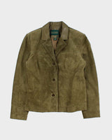 Vintage Y2K 00s Danier Women's Olive Green Suede Blazer Jacket - M