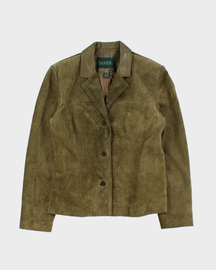 Vintage Y2K 00s Danier Women's Olive Green Suede Blazer Jacket - M