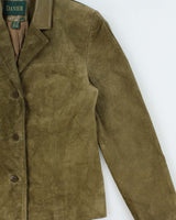 Vintage Y2K 00s Danier Women's Olive Green Suede Blazer Jacket - M