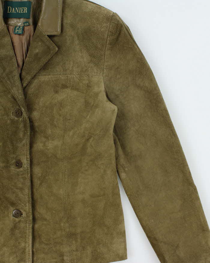 Vintage Y2K 00s Danier Women's Olive Green Suede Blazer Jacket - M