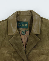 Vintage Y2K 00s Danier Women's Olive Green Suede Blazer Jacket - M