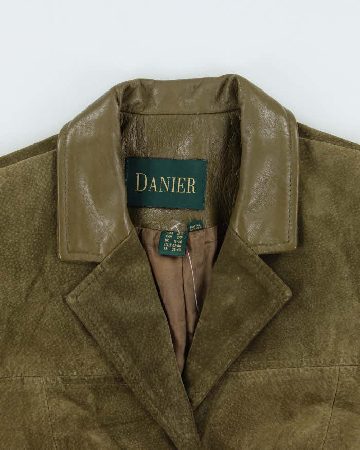 Vintage Y2K 00s Danier Women's Olive Green Suede Blazer Jacket - M