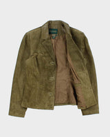 Vintage Y2K 00s Danier Women's Olive Green Suede Blazer Jacket - M