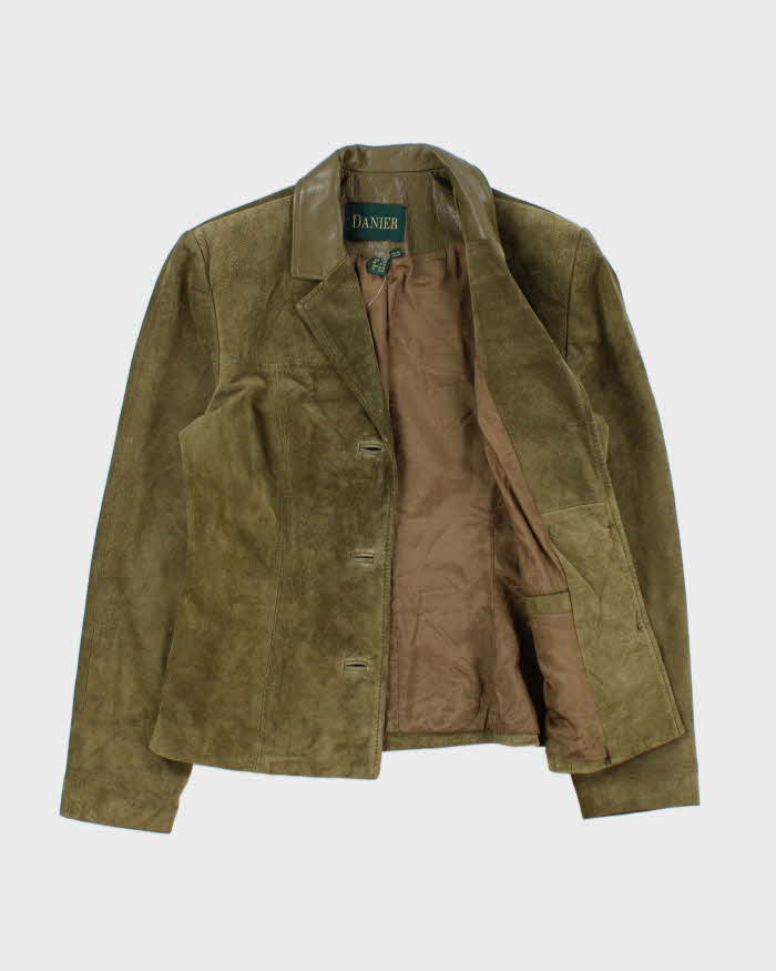 Vintage Y2K 00s Danier Women's Olive Green Suede Blazer Jacket - M