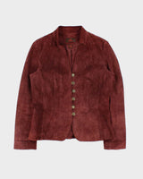 Vintage Y2K 00s Danier Women's Bordeaux Red Suede Military Jacket - M