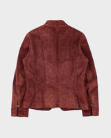 Vintage Y2K 00s Danier Women's Bordeaux Red Suede Military Jacket - M