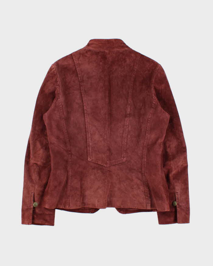 Vintage Y2K 00s Danier Women's Bordeaux Red Suede Military Jacket - M