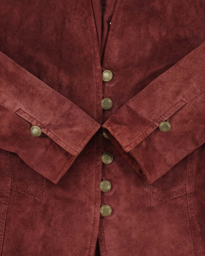 Vintage Y2K 00s Danier Women's Bordeaux Red Suede Military Jacket - M