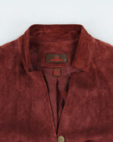 Vintage Y2K 00s Danier Women's Bordeaux Red Suede Military Jacket - M