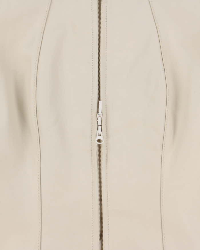Vintage Y2K 00s Danier Women's Cream Calfskin Leather Cafer Racer Moto Jacket - XS