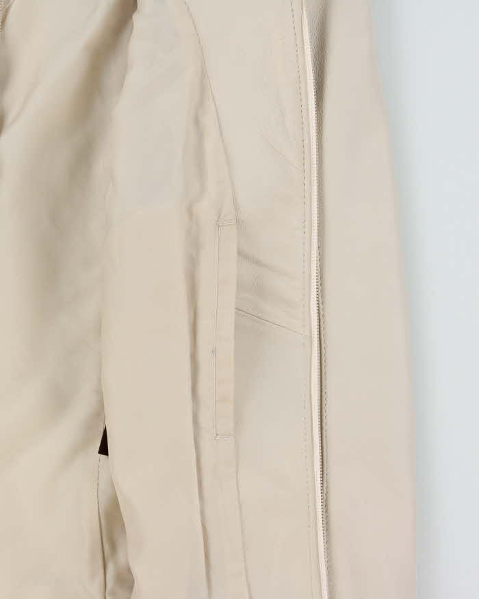 Vintage Y2K 00s Danier Women's Cream Calfskin Leather Cafer Racer Moto Jacket - XS