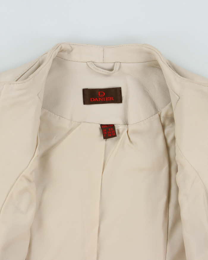 Vintage Y2K 00s Danier Women's Cream Calfskin Leather Cafer Racer Moto Jacket - XS