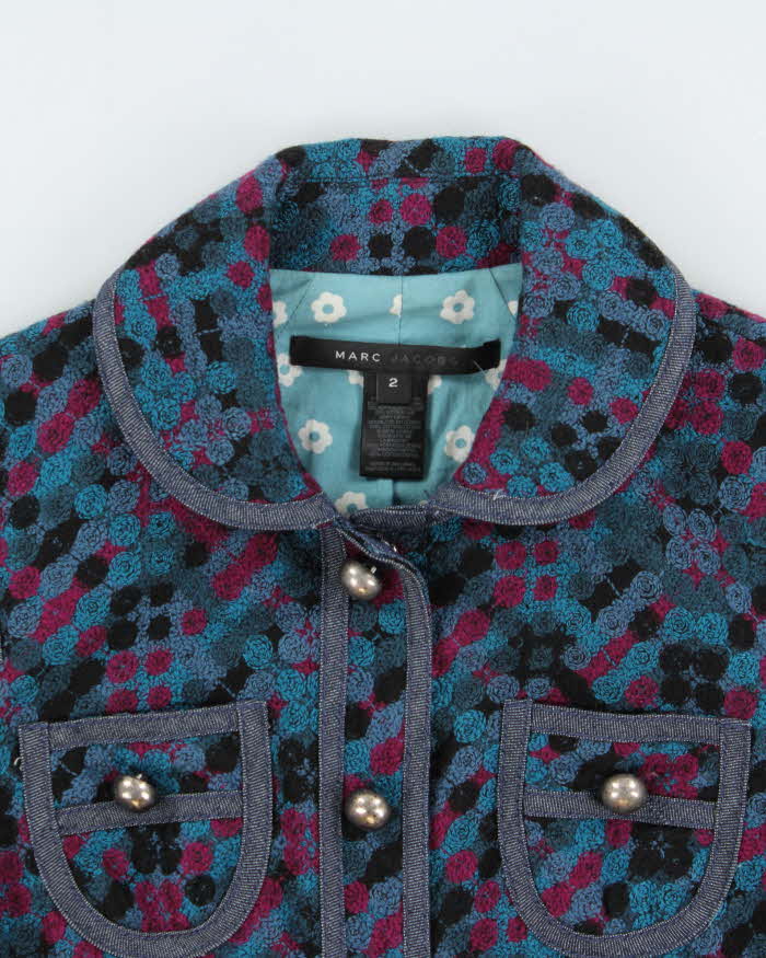 Vintage Y2K 00s Marc Jacobs Women's Tweed Military Blazer Jacket - XS
