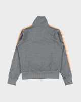 Vintage Adidas Women's Marl Grey Climalite Embroidered Funnel Neck Track Jacket - M