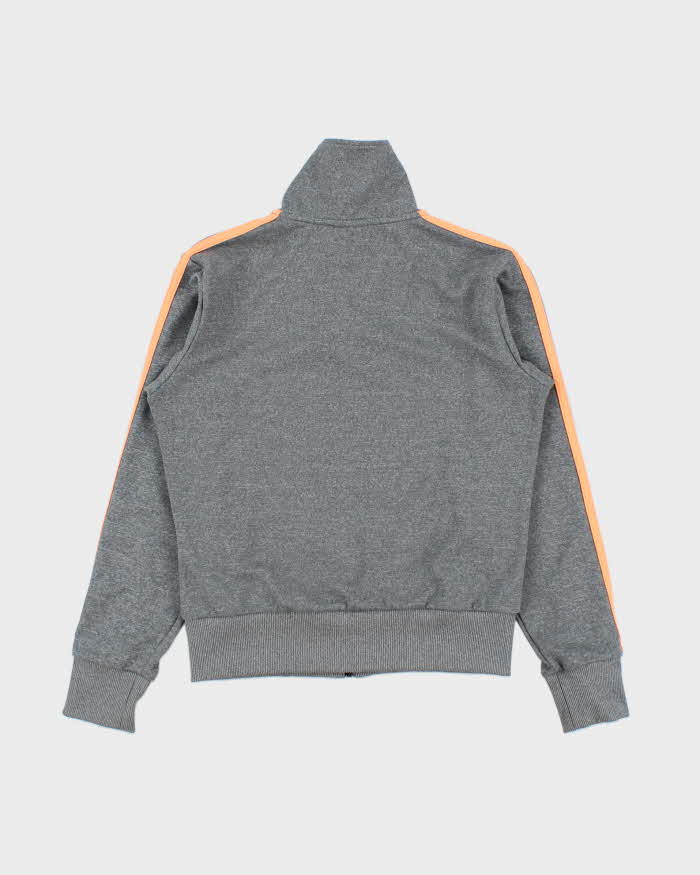 Vintage Adidas Women's Marl Grey Climalite Embroidered Funnel Neck Track Jacket - M