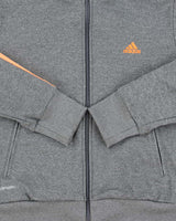Vintage Adidas Women's Marl Grey Climalite Embroidered Funnel Neck Track Jacket - M