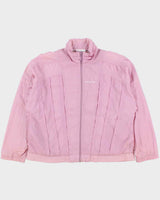 Vintage 1984 Adidas Originals Women's Baby Pink Pleated Shell Windbreaker Jacket - M
