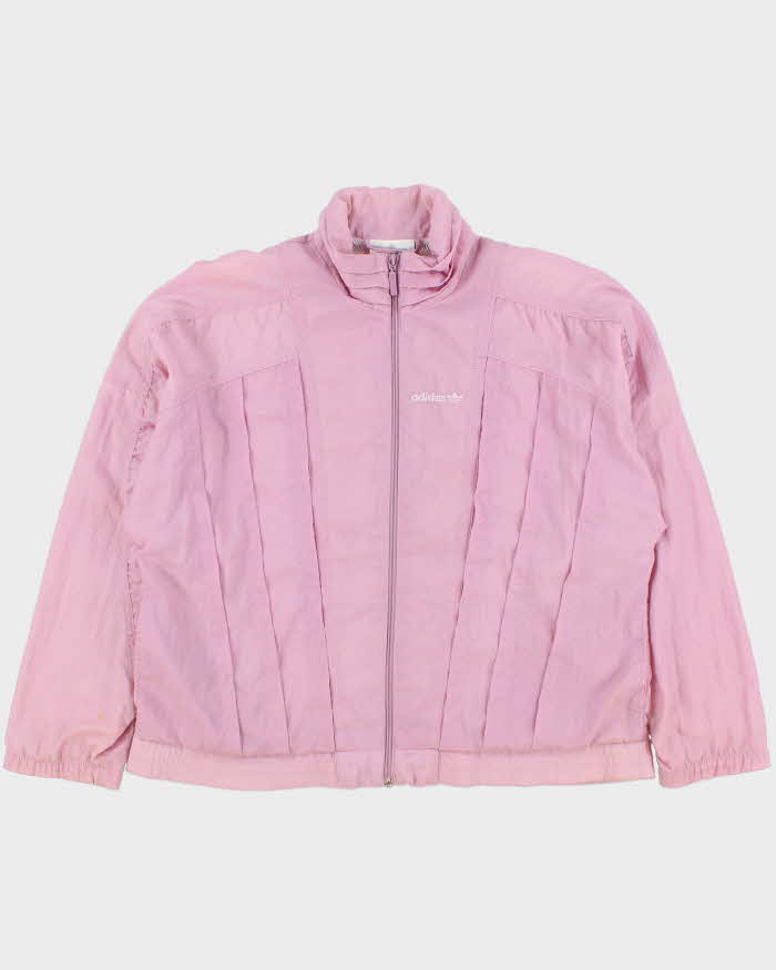 Vintage 1984 Adidas Originals Women's Baby Pink Pleated Shell Windbreaker Jacket - M