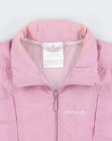 Vintage 1984 Adidas Originals Women's Baby Pink Pleated Shell Windbreaker Jacket - M