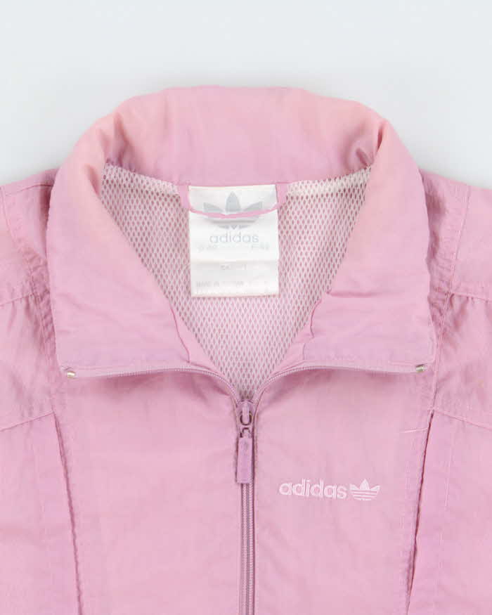 Vintage 1984 Adidas Originals Women's Baby Pink Pleated Shell Windbreaker Jacket - M