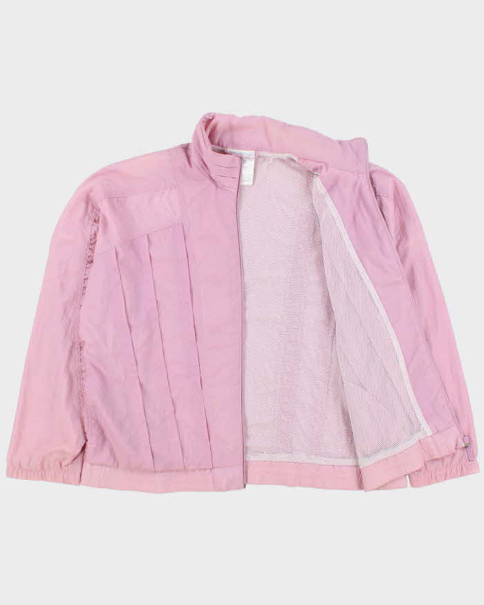 Vintage 1984 Adidas Originals Women's Baby Pink Pleated Shell Windbreaker Jacket - M