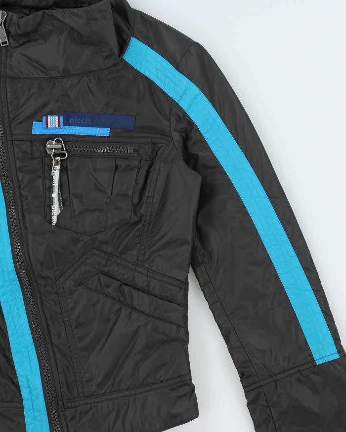 Vintage Y2K 00s Diesel Women's Asymmetrical Padded Cafe Racer Moto Jacket - XS