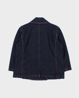 Vintage Y2K 00s Lauren Ralph Lauren LRL Women's Indigo Denim Double Breasted 3/4 Sleeve Naval Jacket - L