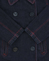 Vintage Y2K 00s Lauren Ralph Lauren LRL Women's Indigo Denim Double Breasted 3/4 Sleeve Naval Jacket - L