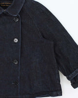 Vintage Y2K 00s Lauren Jeans Ralph Lauren Women's Indigo Double Breasted 3/4 Sleeve Cropped Denim Jacket - XL