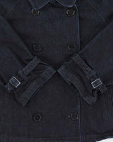 Vintage Y2K 00s Lauren Jeans Ralph Lauren Women's Indigo Double Breasted 3/4 Sleeve Cropped Denim Jacket - XL