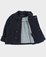 Vintage Y2K 00s Lauren Jeans Ralph Lauren Women's Indigo Double Breasted 3/4 Sleeve Cropped Denim Jacket - XL