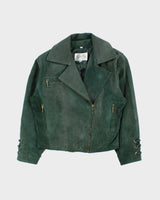 Vintage 1990s Scully Women's Asymmetrical Suede Lace Cropped Biker Jacket - M