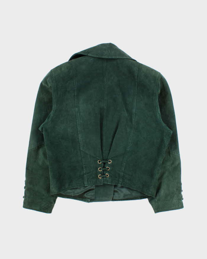 Vintage 1990s Scully Women's Asymmetrical Suede Lace Cropped Biker Jacket - M