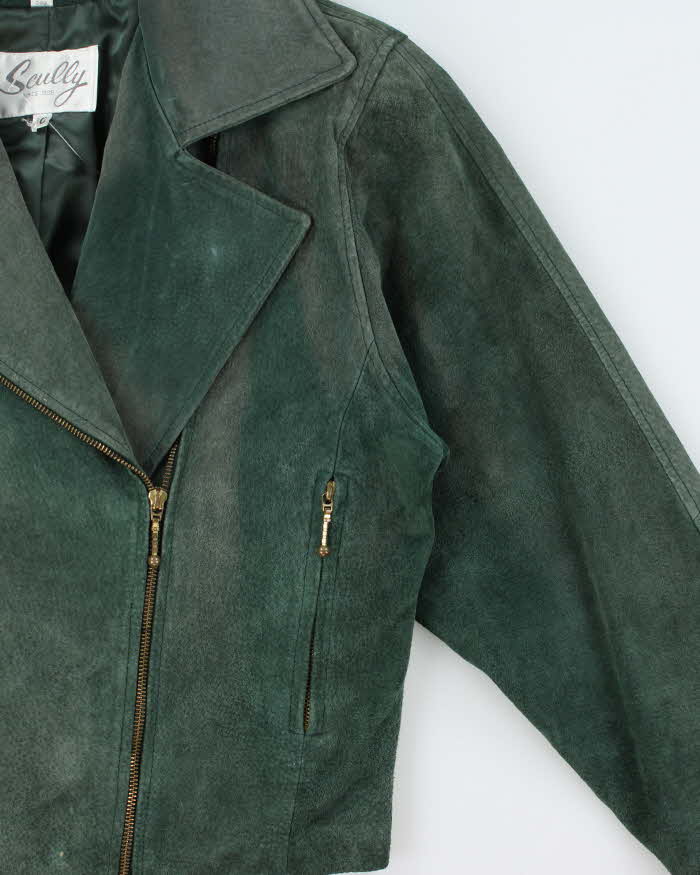 Vintage 1990s Scully Women's Asymmetrical Suede Lace Cropped Biker Jacket - M