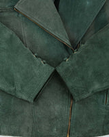 Vintage 1990s Scully Women's Asymmetrical Suede Lace Cropped Biker Jacket - M