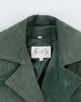 Vintage 1990s Scully Women's Asymmetrical Suede Lace Cropped Biker Jacket - M