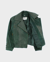 Vintage 1990s Scully Women's Asymmetrical Suede Lace Cropped Biker Jacket - M