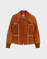 Vintage 1970s Shaino's Women's Tan Suede Made In Canada Belted Leather Western Ranch Jacket - XS