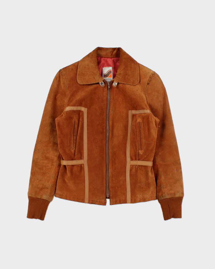 Vintage 1970s Shaino's Women's Tan Suede Made In Canada Belted Leather Western Ranch Jacket - XS