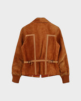 Vintage 1970s Shaino's Women's Tan Suede Made In Canada Belted Leather Western Ranch Jacket - XS