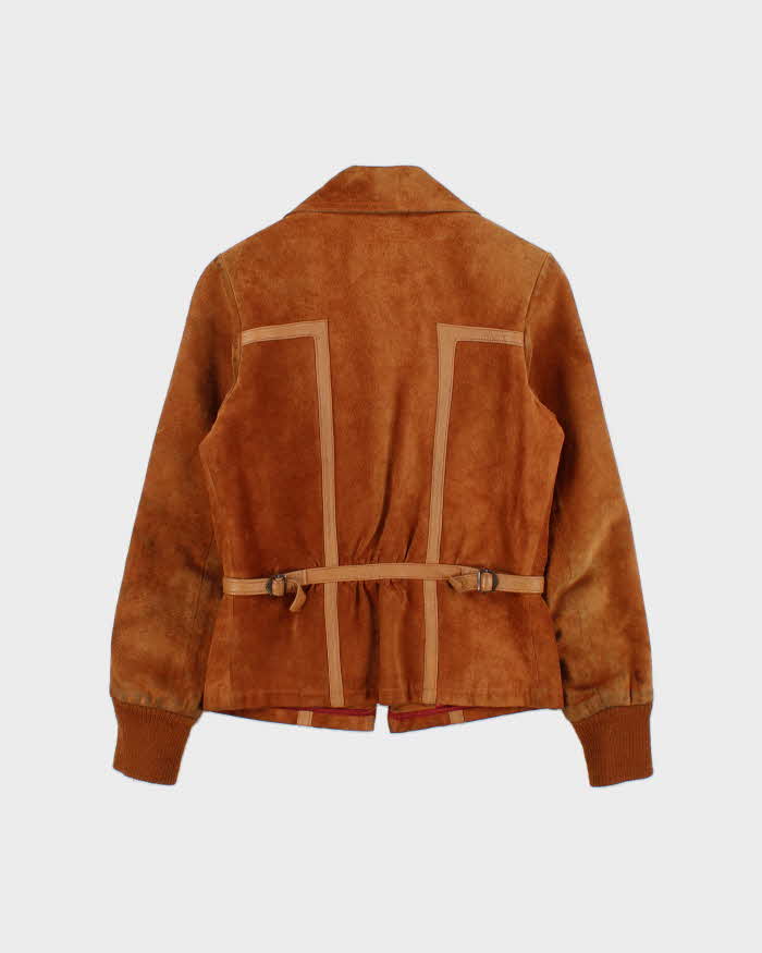 Vintage 1970s Shaino's Women's Tan Suede Made In Canada Belted Leather Western Ranch Jacket - XS