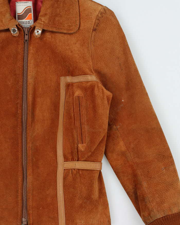 Vintage 1970s Shaino's Women's Tan Suede Made In Canada Belted Leather Western Ranch Jacket - XS