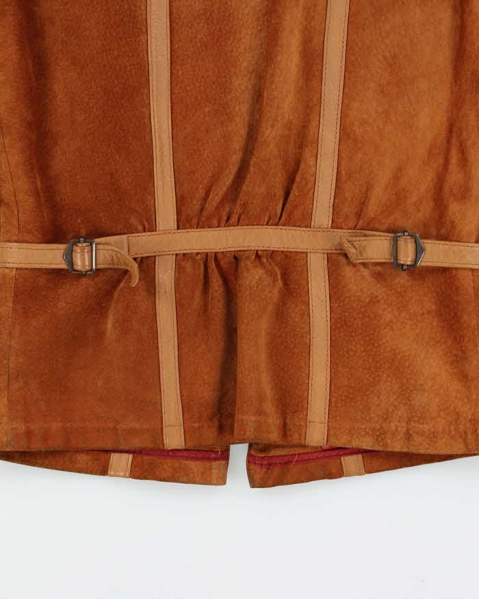 Vintage 1970s Shaino's Women's Tan Suede Made In Canada Belted Leather Western Ranch Jacket - XS
