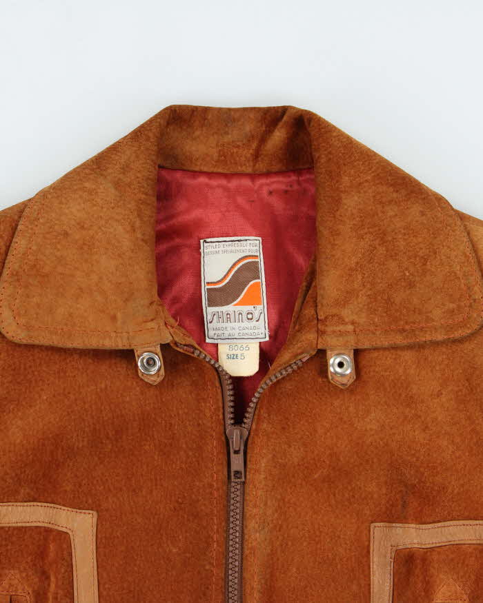 Vintage 1970s Shaino's Women's Tan Suede Made In Canada Belted Leather Western Ranch Jacket - XS