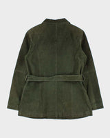 Vintage Y2K 00s H&amp;G Olive Women's Lightweight Suede Belted Utility Jacket - L